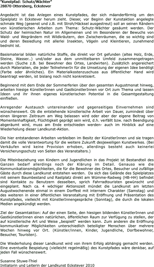 "Kunstpfad: Schutz/Wächter" 28870 Ottersberg, Eckstever 